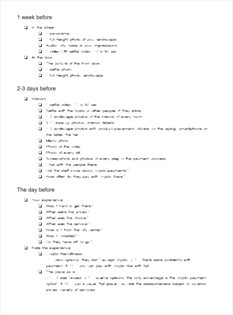 microcopy checklist example