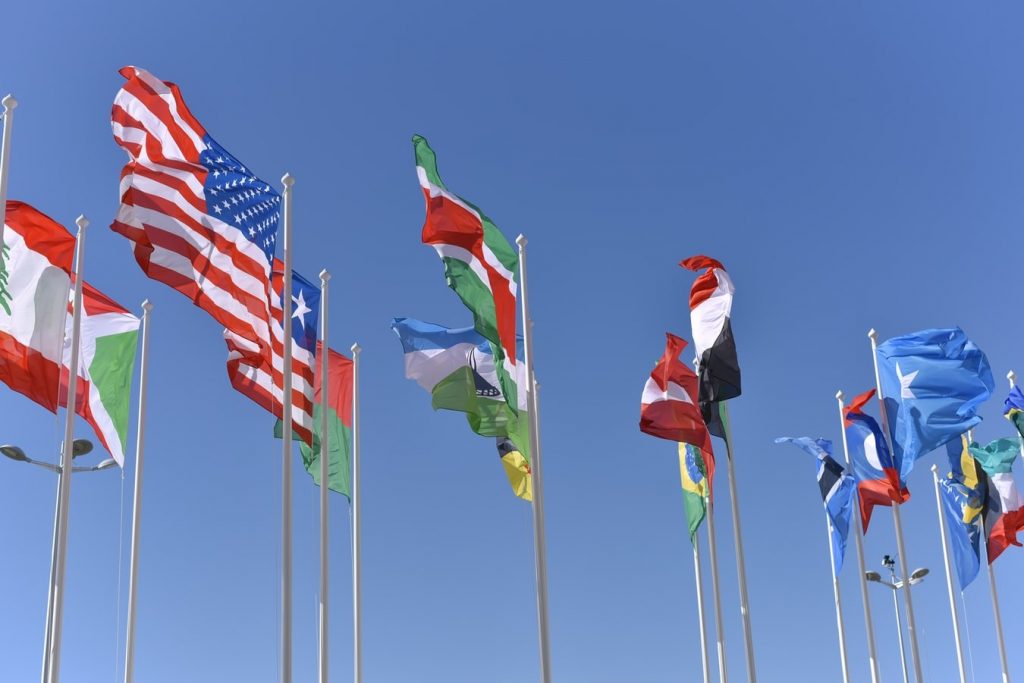 Several international flags