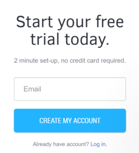 Microcopy that confirms 1) that the trial is free, 2) that it will only take 2 minutes to set up, and 3) that I don't need a credit card. Bingo :)